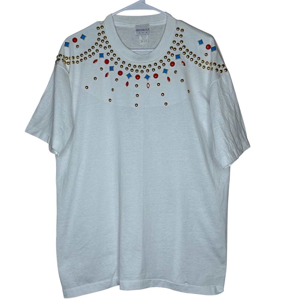 Vintage Special F/X Studded‎ Rhinestone Embellished T-Shirt Top One Size Retro